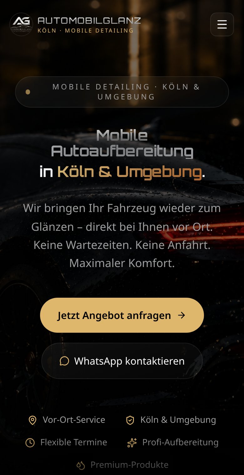 Handy-Ansicht der Website Automobilglanz