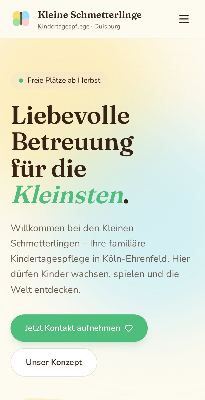 Handy-Ansicht der Website Kleine Schmetterlinge